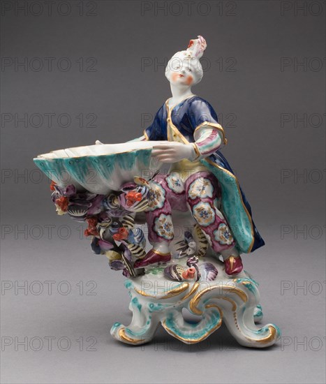 Turkish Figure, Sweetmeat Dish, Bow, c. 1760. Creator: Bow Porcelain Factory.