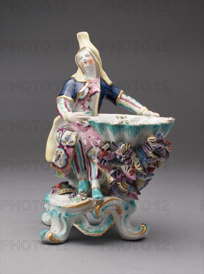 Turkish Figure, Sweetmeat Dish, Bow, c. 1760. Creator: Bow Porcelain Factory.