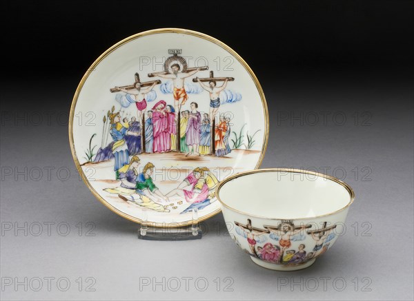 Tea Bowl and Saucer, China, c. 1750. Creator: Jingdezhen Porcelain.