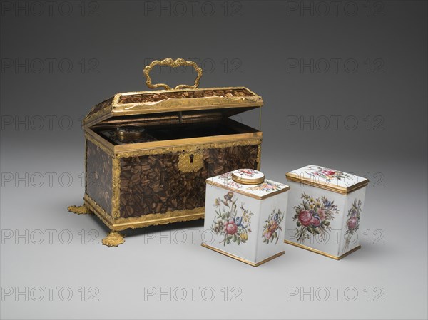 Casket Containing a Sugar Box and two Tea Caddies, Birmingham, c. 1760. Creator: Unknown.
