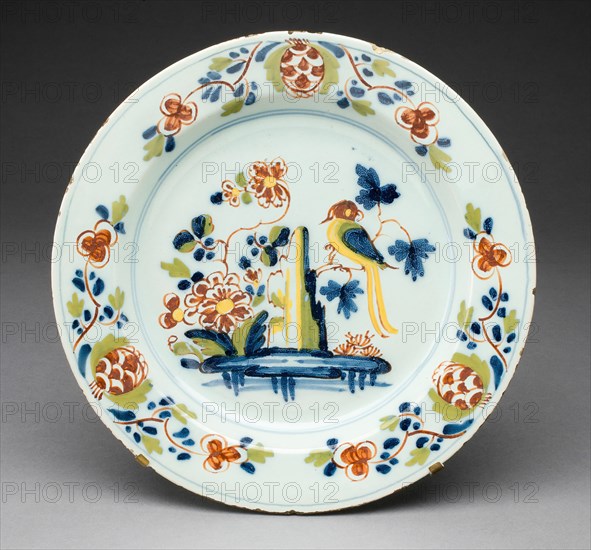 Plate, Lambeth, c. 1750. Creators: Delftware, Unknown.