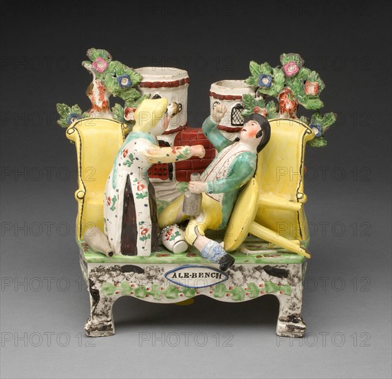 Chimney Ornament: Ale-Bench, Staffordshire, c. 1820. Creator: Staffordshire Potteries.