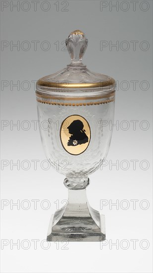 Covered Goblet with Silhouette Bust of King Frederich the Great, Germany, c. 1795. Creator: Unknown.