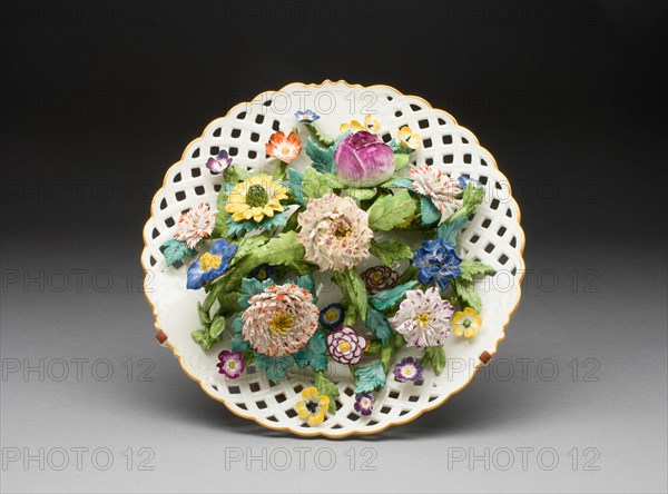 Plate with Applied Flowers, Meissen, 1763/74. Creator: Meissen Porcelain.