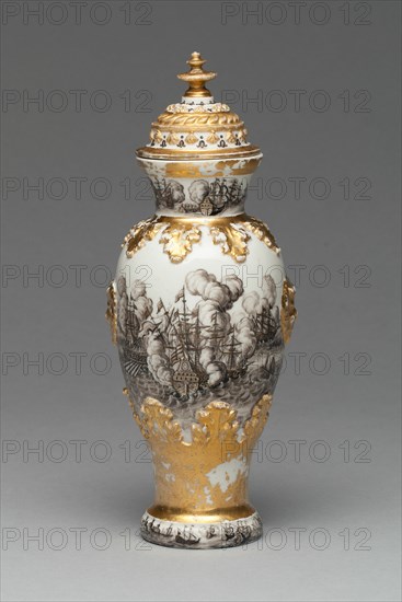 Vase and Cover (one of a pair), Meissen, 1715/20. Creator: Meissen Porcelain.