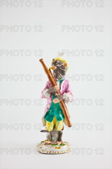 Bassoon Player for the Monkey Band, Meissen, c. 1765. Creators: Meissen Porcelain, Johann Joachim Kaendler.