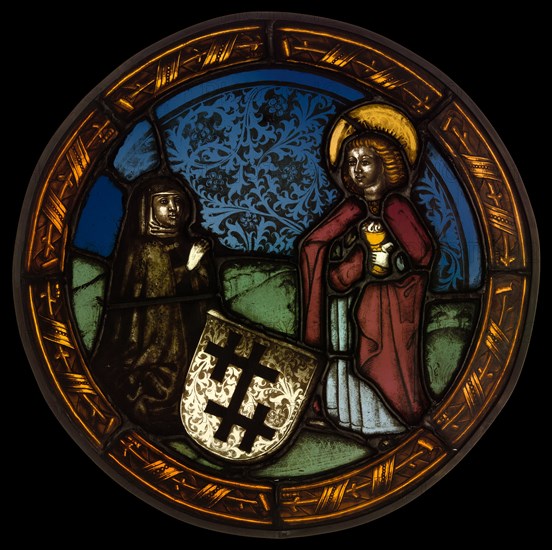 A Nun Kneeling before Saint John the Evangelist, Germany, c. 1500. Creator: Unknown.