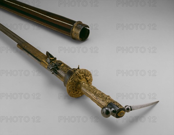 Walking Stick-Hammer-Sword-Wheellock Pistol, Augsburg, 1590/1600. Creator: Unknown.
