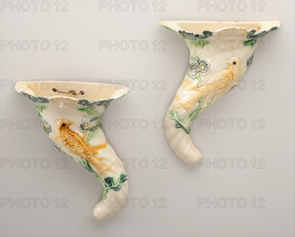 Pair of Wall Pockets, Staffordshire, 1770/80. Creator: Staffordshire Potteries.