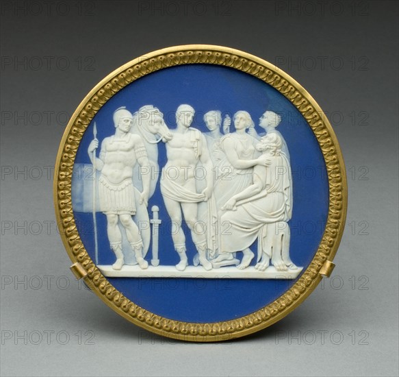 Plaque with Priam and Achilles, Burslem, c. 1790. Creator: Wedgwood.