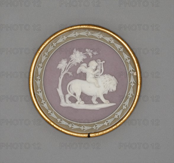 Plaque with Cupid and Lion, Burslem, c. 1780. Creator: Wedgwood.