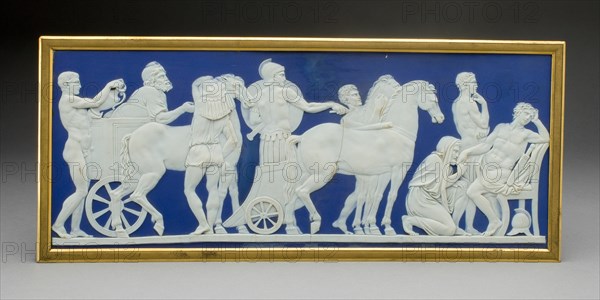 Plaque with Priam and Achilles, Burslem, c. 1790. Creator: Wedgwood.