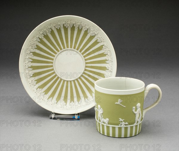 Coffee Can and Saucer, Burslem, c. 1790. Creator: Wedgwood.