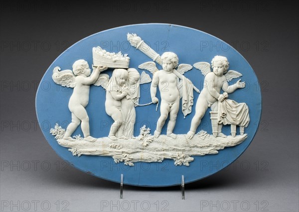 Plaque with Marriage of Cupid and Psyche, Burslem, 1787. Creator: Wedgwood.
