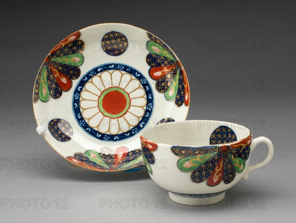 Teacup and Saucer, Worcester, c. 1770. Creator: Royal Worcester.