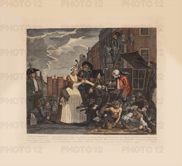 A Rake's Progress, Plate 4: Arrested For Debt, ca 1735. Creator: Hogarth, William (1697-1764).