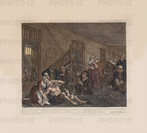 A Rake's Progress, Plate 8: In The Madhouse, ca 1735. Creator: Hogarth, William (1697-1764).