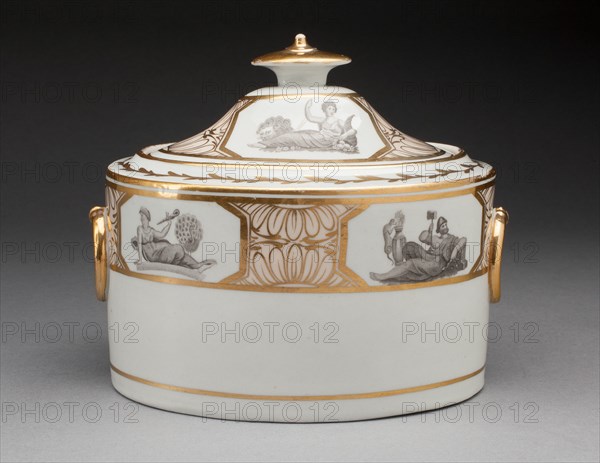 Sugar Bowl with Cover, Worcester, c. 1800. Creator: Royal Worcester.