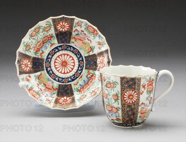 Cup and Saucer, Worcester, c. 1775. Creator: Royal Worcester.