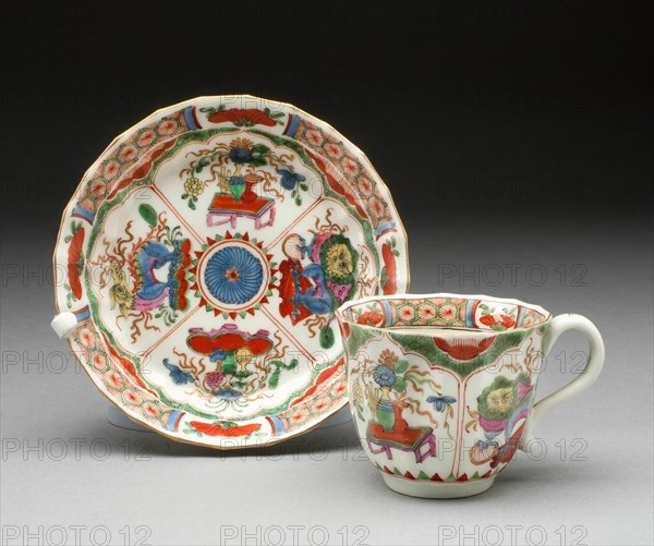 Teacup and Saucer, Worcester, c. 1770. Creator: Royal Worcester.