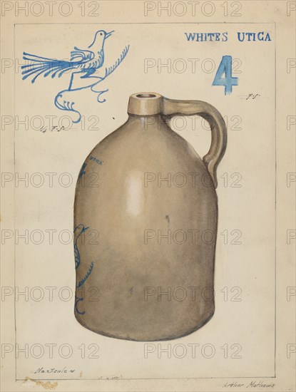 Stoneware Jug, c. 1937. Creator: Arthur Matthews.