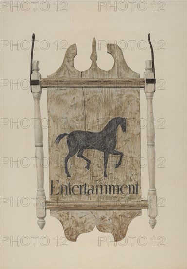 Tavern Sign (Black Horse Tavern), c. 1940. Creator: John Matulis.