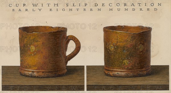 Cup with Slip Decoration, c. 1937. Creator: John Matulis.