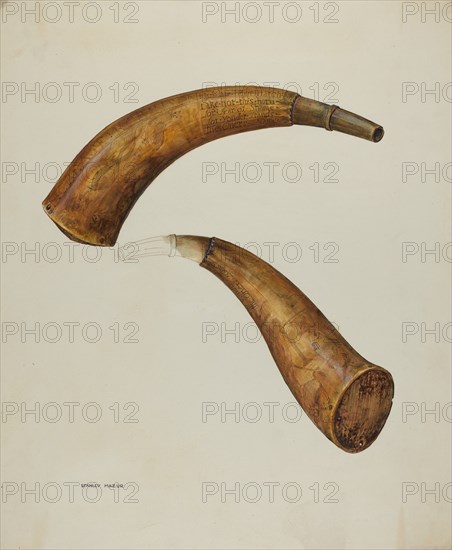 Powder Horn, c. 1937. Creator: Stanley Mazur.