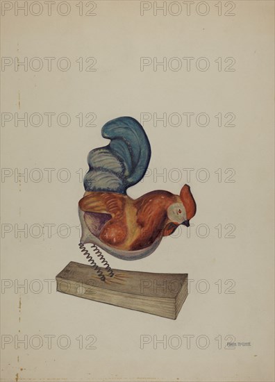 Pa. German Squeak Toy Rooster, c. 1938. Creator: Frank McEntee.