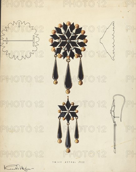 Brooch and Earring, 1935/1942. Creator: Kurt Melzer.