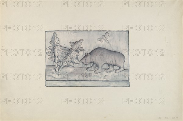 Relief Panel of Bear, 1935/1942. Creator: Flora Merchant.