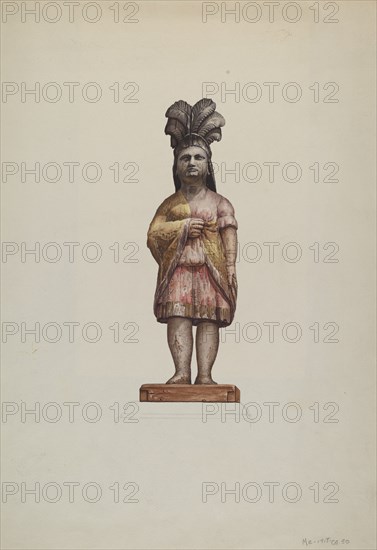 Cigar Store Indian, 1935/1942. Creator: Flora Merchant.