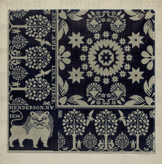 Tyler Coverlet (Section), 1935/1942. Creator: Merkley, Arthur G..