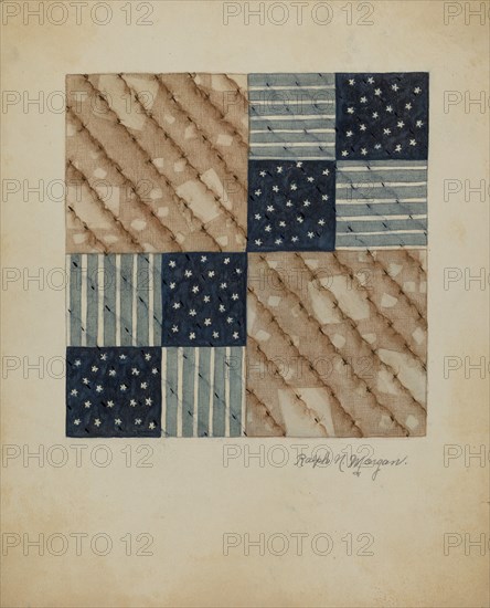 Quilt Pattern, 1935/1942. Creator: Ralph N. Morgan.