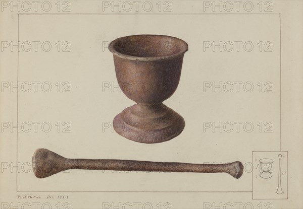 Mortar and Pestle, c. 1938. Creator: Ralph Morton.