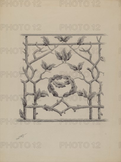 Porch Railing, 1937. Creator: Charles Moss.