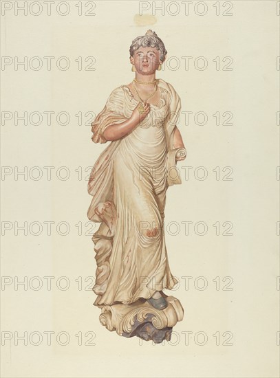 Figurehead from the Sloop "Postmaster", c. 1937. Creator: Elizabeth Moutal.