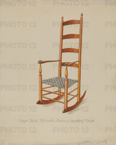 Shaker Rocking Chair, c. 1936. Creator: Victor F. Muollo.