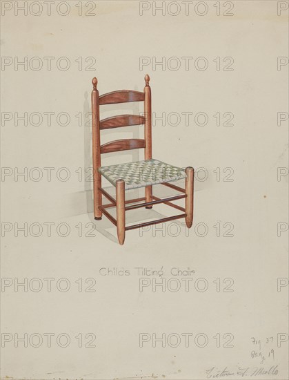 Shaker Three Slat Titlting Chair, c. 1936. Creator: Victor F. Muollo.