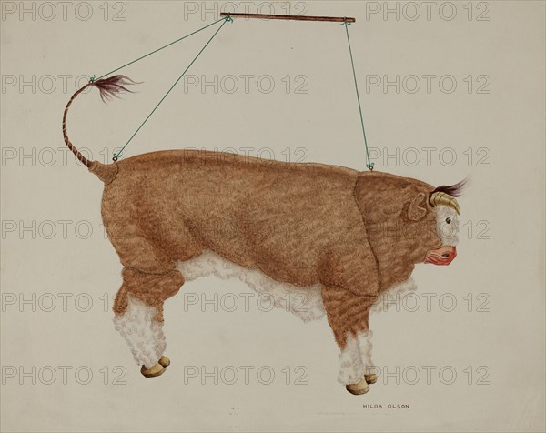 Puppet: Bull, c. 1940. Creator: Hilda Olson.