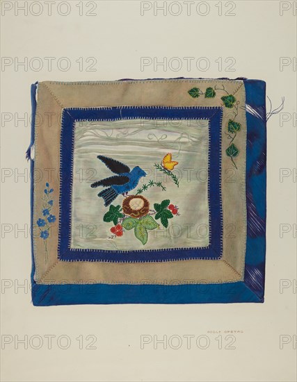 Coverlet (Detail of Bluebird), c. 1941. Creator: Adolph Opstad.