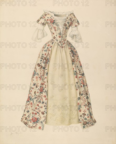 Dress with Quilted Petticoat, 1935/1942. Creator: Jean Peszel.
