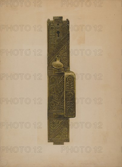 Door Latch and Handle, c. 1939. Creator: Paul Poffinbarger.