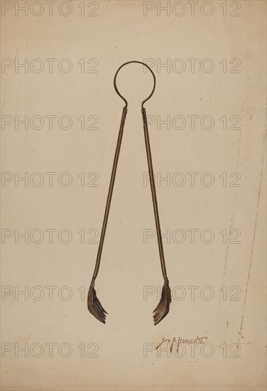 Fireplace Tongs, c. 1941. Creator: Paul Poffinbarger.