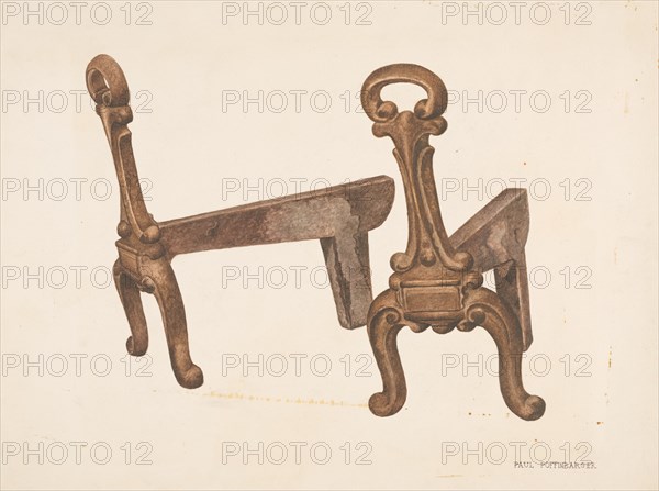 Andiron or Fire Dog, c. 1941. Creator: Paul Poffinbarger.