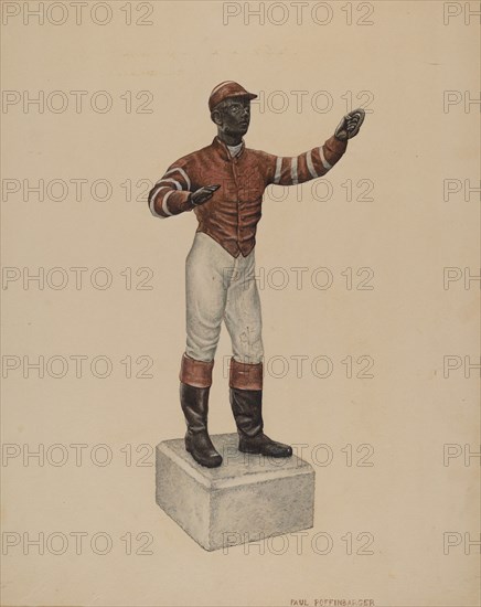 Cast Iron Dobbie: Jockey, c. 1939. Creator: Paul Poffinbarger.