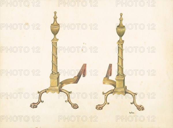 Andirons, c. 1938. Creator: Ray Price.