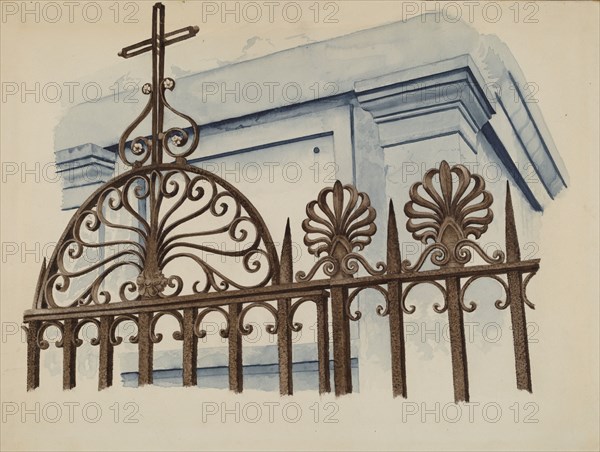 Cast and Wrought Iron Ornament, c. 1936. Creator: Ray Price.