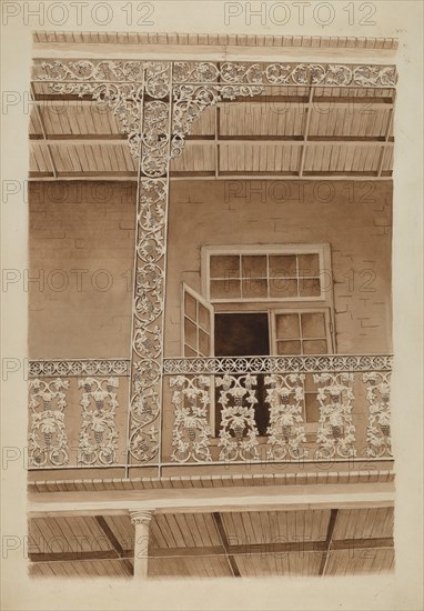 Cast Iron Balcony Rail, c. 1936. Creator: Ray Price.