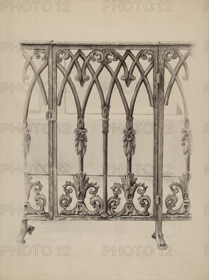 Cast Iron Gate Railing, c. 1936. Creator: Ray Price.